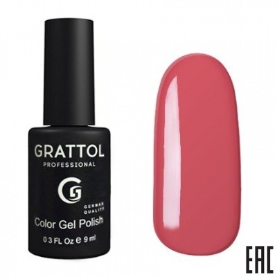 Цветной гель-лак для ногтей розовый Grattol №049 Amaranth, 9 мл