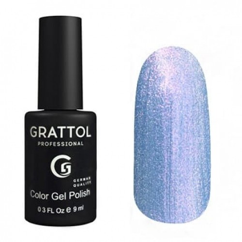 Цветной гель-лак для ногтей голубой Grattol Pearl №160, 9 мл