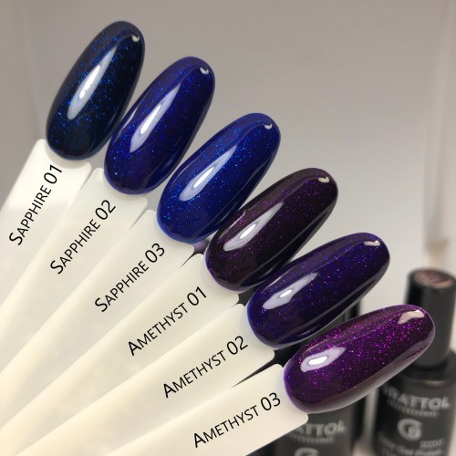 Цветной гель-лак для ногтей фиолетовый Grattol Amethyst №02, 9 мл