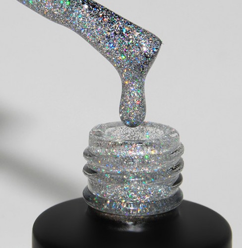 Цветной гель-лак для ногтей серебряный Grattol Diamond №01, 9 мл