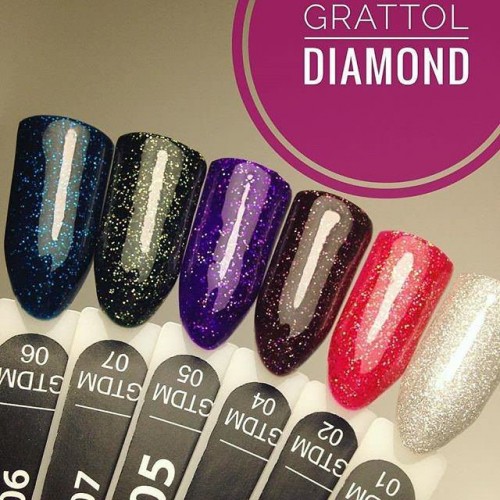 Цветной гель-лак для ногтей синий Grattol Diamond №03, 9 мл