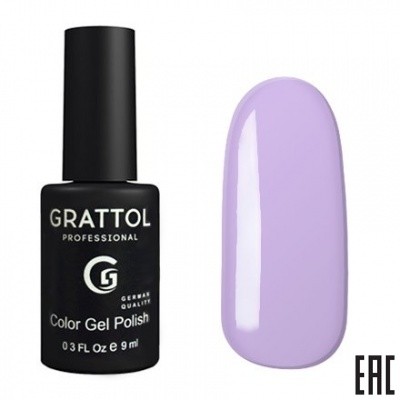 Цветной гель-лак для ногтей сиреневый Grattol №012 Pastel Violet, 9 мл