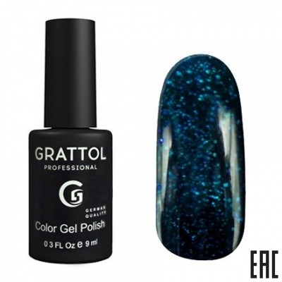 Цветной гель-лак для ногтей синий Grattol Emerald №03, 9 мл